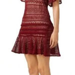 Marissa Webb Cybil Maroon Lace Dress Flutter Sleeve Cocktail Dress Small Red Photo 0