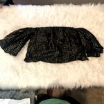 ZARA nwt  woman black gold glitter striped off shoulder top blouse size medium Photo 1