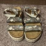Steve Madden Kimmie green brown camouflage flatform platform stretch sandals Photo 3