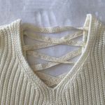 American Rag  Cie Women’s Cream Long Sleeve Knit Sweater W/ Lace Back Size M Photo 2
