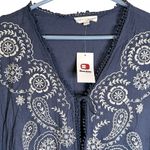 Coco + Jaimeson  Womens Blue Gauze Embroidered Kimono Blouse‎ Large NWT Buckle Photo 1