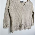 Kate Hill  Linen Blend Crochet Knit Sweater Women’s Size Small Boho Beachy Casual Photo 2