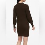 Banana Republic  Puff Sleeve Ribbed Sweater Midi Dress Chocolate Brown Size M P Photo 1