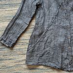 Flax 100% Linen Grey Long Sleeve Button Up Tunic Top Cardigan - Size Small Photo 4
