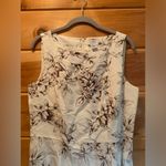 Ann Taylor  Loft Dress Womens 12 Fitted Day Dress Ivory Floral Linen Blend  Zip Photo 1