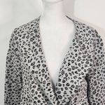 Joan Vass  Gray Leopard Print Knit Moto Jacket Size Medium Gray Leopard Jacket Photo 1