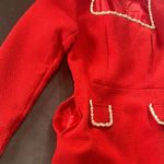 Women’s Short Red Dress Square Neck Faux Pearl Photo 13