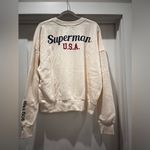 DC Comics NWOT Superman Cream Off-white American Flag Oversized Sweatshirt XL Photo 7