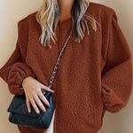 NEW Sherpa Fleece Jacket Faux Wool Embedded Lantern Sleeve Pockets M Photo 0