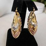Gold Chunky Hoop Earrings Tricolor Accent Photo 3