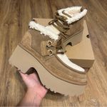 UGG  chestnut suede wool Platform heeled ankle boots booties shoes women’s 8 new Photo 7