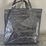 Furla Metallic Silver Leather Tote Bag EUC Photo 2