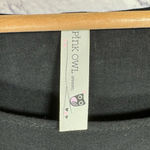 Pink Owl  made in USA Black‎ Chevron Detail hem Boho Top Womens size large Photo 2
