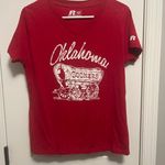 NCAA Women’s Med Red V Neck Oklahoma Sooners T shirt.  American College Photo 0