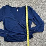 Free People dark blue long sleeve wrap crop top size M Photo 8