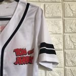 Tom & Jerry women's button down baseball jersey women's shirt size S White Photo 5