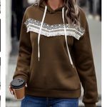 Womens Brown Geo Print Contrast Hoodie sz medium Photo 3