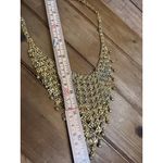 Egyptian style Vintage Gold Tone Bib Necklace With Intricate Chain Link Design & Photo 7