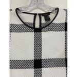 Ann Taylor Windowpane Plaid Boxy Tweed Top Size S Girl Boss Faux Leather Trim Photo 2