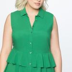 Eloquii  Green High Low Ruffle Peplum Button Down Size 20 Photo 0