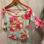 Abercrombie & Fitch Cute  floral boat neck lightweight floral top Y2K Photo 8