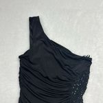 Arden B Fitted black dress with side stones one shoulder Sz M Photo 2
