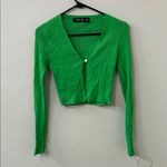 LIONESS Vibrant Green Ribbed Vineyard Cropped Cardigan Sweater Style Top Sz XS Photo 1