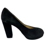 Bettye Muller Bettye by  Black Suede Round Chunky Heels Toe Pump Shoes Photo 4