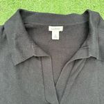 L.L. Bean Black Cashmere and cotton Collared Polo Sweater, Size large Photo 2
