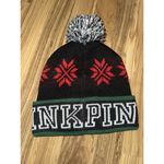 Victoria's Secret PINK‎  Black Logo ONE SIZE Winter Ski Stocking Pom Pom Hat VS Photo 1