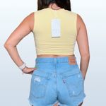 ZARA NWT  Stretch Cotton Crop Top in Yellow, Size XS Photo 3