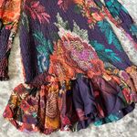 Farm Rio  Flower Scarves Long Sleeve Smocked Mini Dress Photo 5