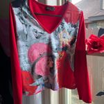 Vtg Y2K lady in red Spanish dancer top Size L Photo 7