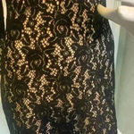 Eliza J  Dress Womens 4 Black Lace Overlay Knee Length Event Party Sheath #304 Photo 2