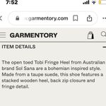 Sol Sana  Fringe Suede Sandal Shoes - Tobi Heel - Size 8 taupe tan Photo 8