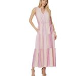 Liverpool NWT  Los Angeles Sleeveless Tiered Maxi Dress in Lavender multistripe Photo 2