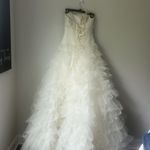 Maggie Sottero Couture Elegant White Strapless Wedding Dress Ball Gown Sz 8 Photo 9