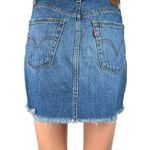 Levi's Ribcage Blue High Waisted Raw Hem Mini Pencil Denim Jean Skirt Size 26 Photo 2