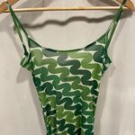 NWT y2K style funky green swirl sheer mesh open back strappy dress oversized top Photo 8