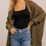 VICI PRESLEY SCALLOPED EDGE POINTELLE KNIT CARDIGAN Photo 0