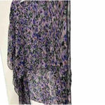 cha cha vente  Size M Women's Floral Sheer Cover Up Tunic Hi Lo Poncho Caftan Photo 5