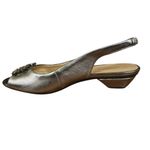 Liz Claiborne metallic silver embellished peep toe slingback heels women's 6 1/2 Photo 2