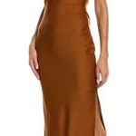 TAYLOR Satin Midi‎ Slip Dress Brown Size undefined Photo 0