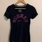 Nike  The Tee Athletic Dept SCORED Navy Blue Womens Size Small Slim Fit Photo 0