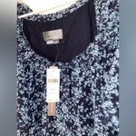 Anthropologie NWT  SHORT SLEEVE KEYHOLE SWING TUNIC MINI DRESS BLUE FLORAL XS P Photo 3