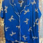 Women's Two Piece Pajama Set PJs Room Service blue Zebras size Large Photo 0