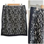 Worthington Vintage  Black Lace Jacquard Fully Lined Skirt Petite Size 14 Photo 1