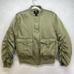 New House Of Harlow 1960 Olive Green Satin Bomber Jacket Ruched Glam Retro Sz S Photo 0