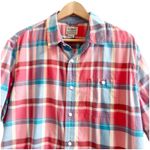 L.L. Bean Men’s Vintage Plaid Button Down Short Sleeve Size Large Regular Red Photo 2