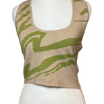 Le lis  Collection Knit Crop Top Green Beige‎ Abstract Sleeveless Tank Medium Photo 0